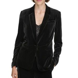 Lauren Ralph Lauren Velvet Notched One Button Tailored Blazer